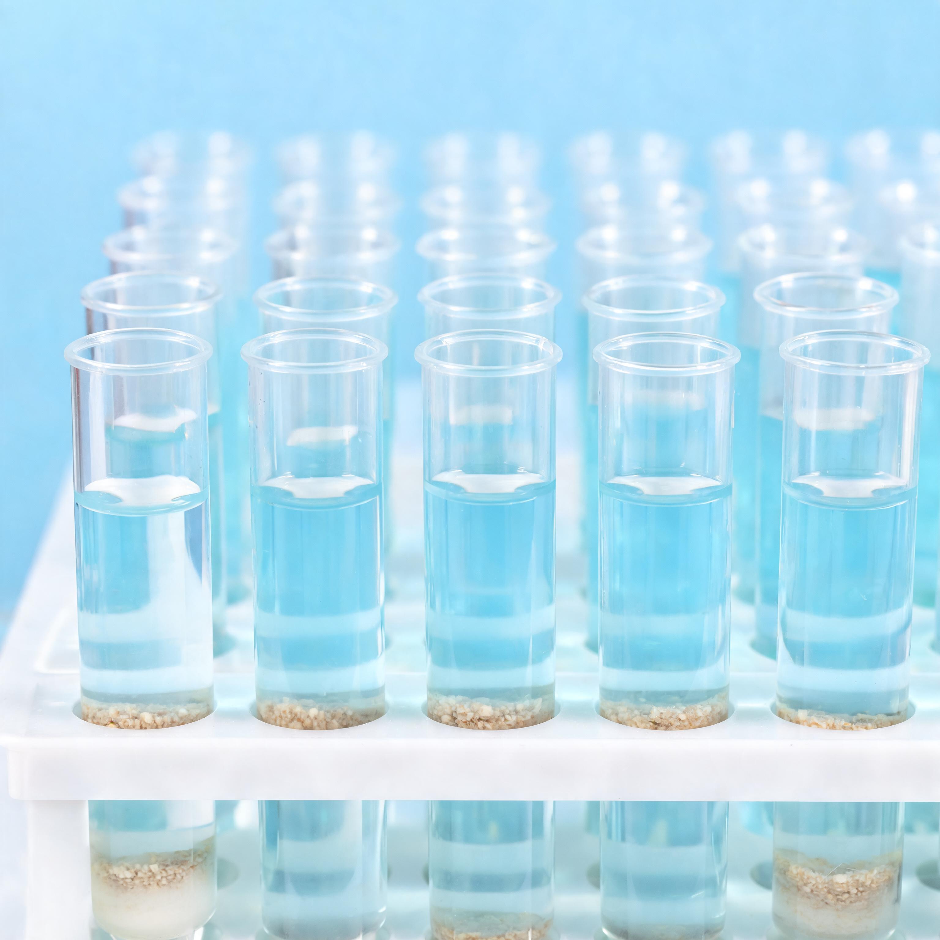 Blue Preforms in Tray